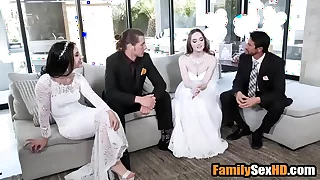 Sapphic brides four way banged by their stepfathers